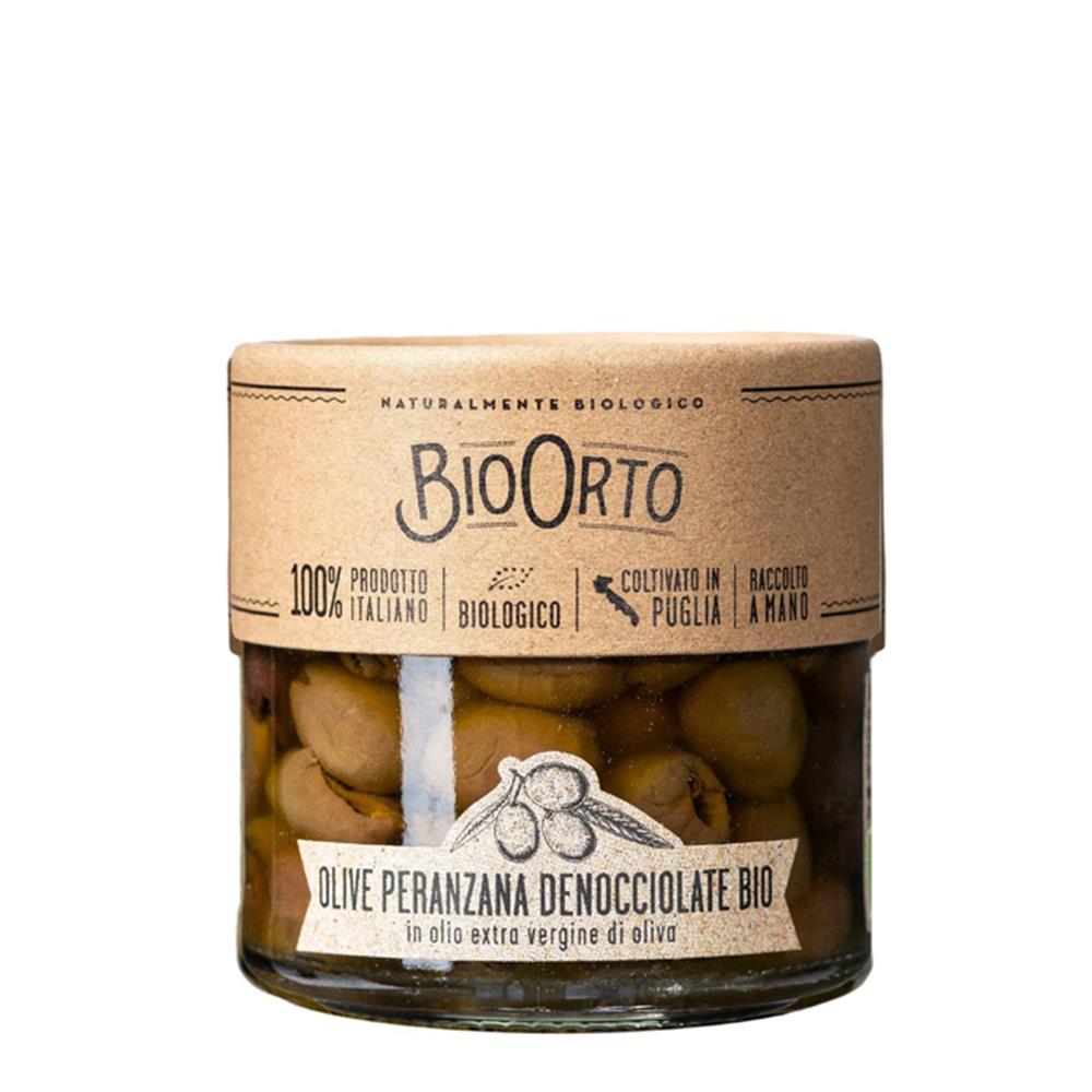 Bio Orto Organic Pitted Peranzana Olives in Extra Virgin Olive Oil 180g